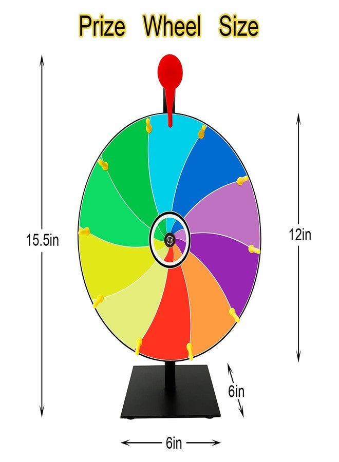 Bejudud 12 Inch Spin Wheel Prize Wheel, 10 Slots Color Roulette Spinner Wheel, Tabletop Spin The Wheel of Fortune with Dry Erase Marker and Eraser for Carnival, Trade Show (12 Inches) - Image 2